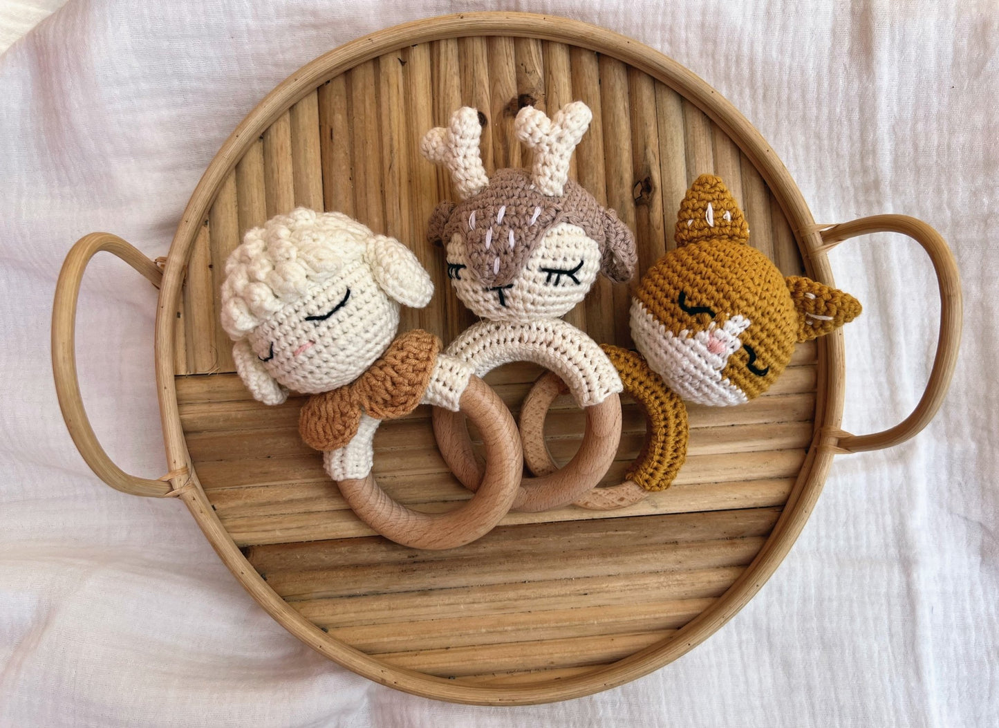 calico cat crochet baby rattle - Little Moon Baby Market