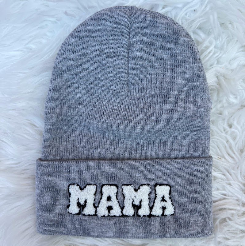 mama & mini matching beanies in gray - Little Moon Baby Market