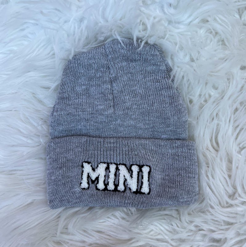 mama & mini matching beanies in gray - Little Moon Baby Market