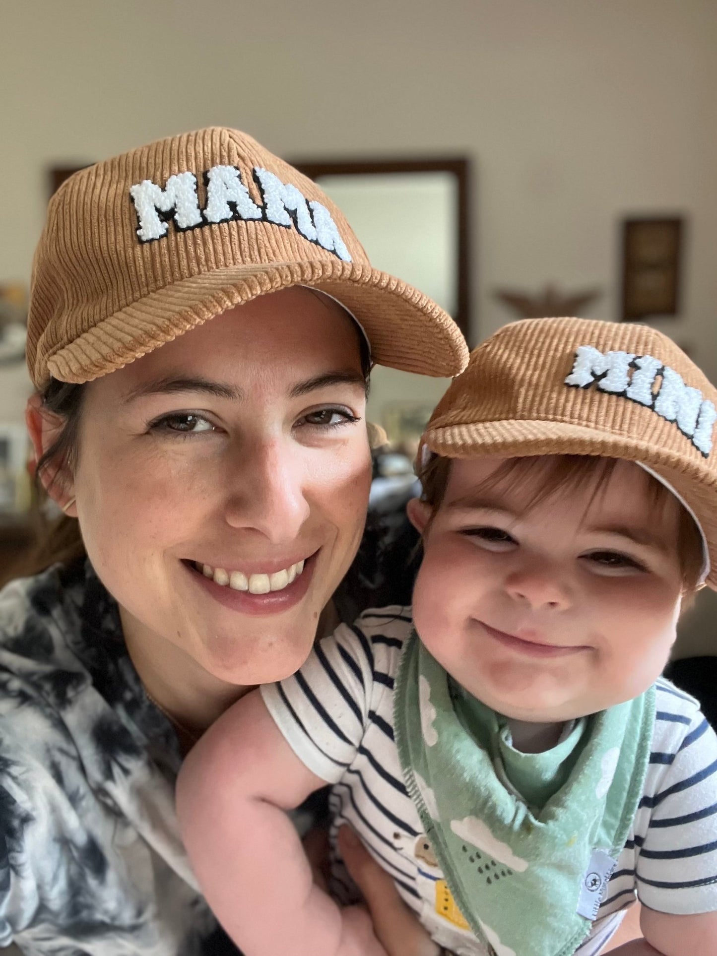 mama & mini matching hats in minty cord - Little Moon Baby Market