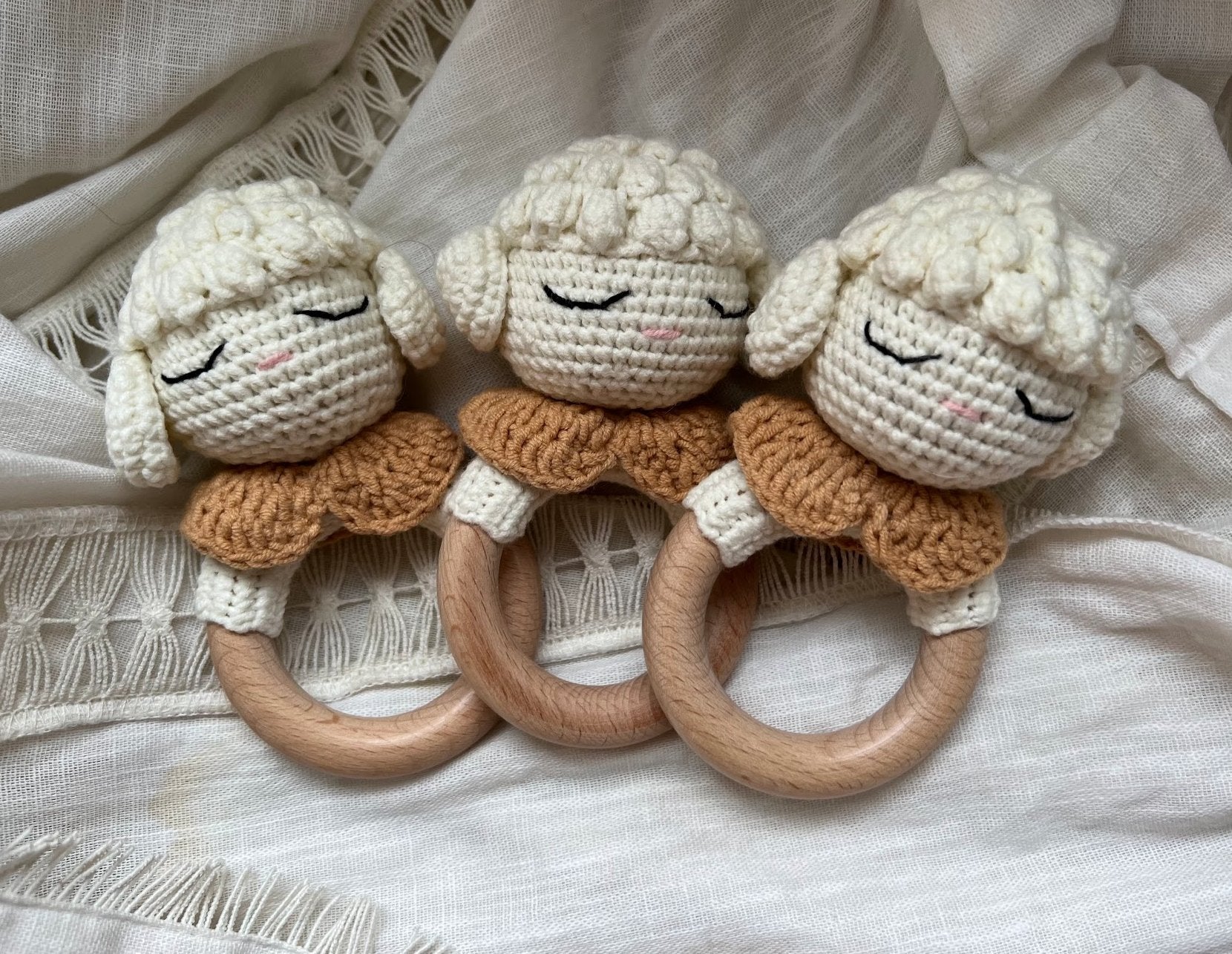 sleepy sheepy baby rattle - Little Moon Baby Market