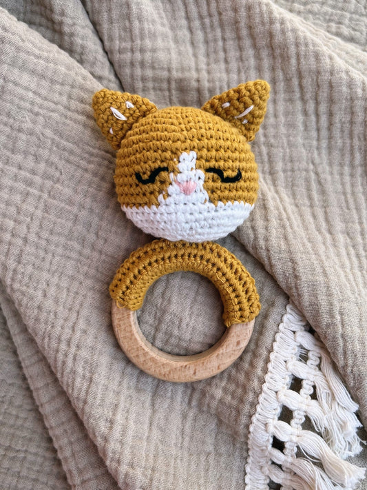 calico cat crochet baby rattle - Little Moon Baby Market