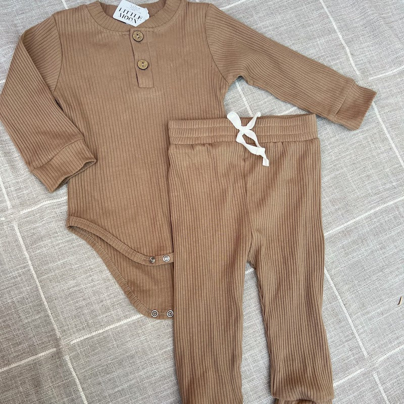 camel ribbed everyday set - Little Moon Baby Market