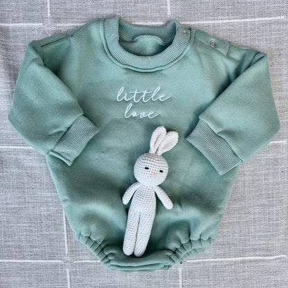 little love romper in pistachio - Little Moon Baby Market