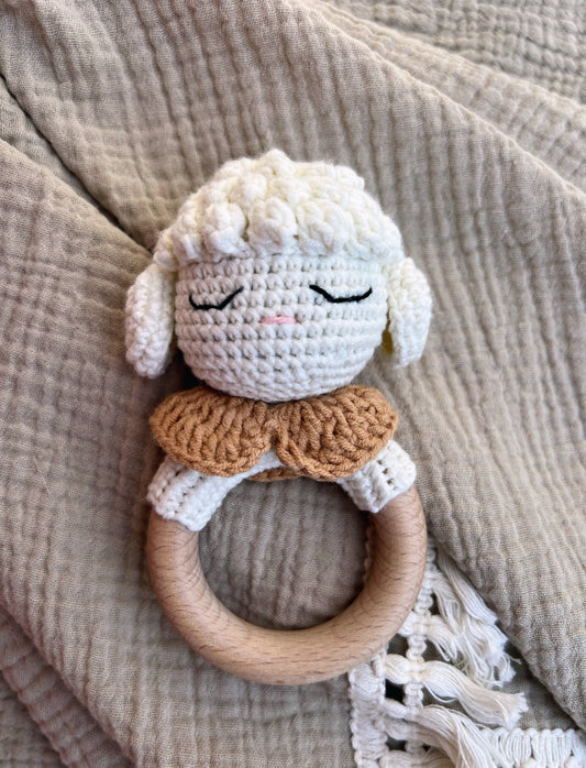 sleepy sheepy baby rattle - Little Moon Baby Market