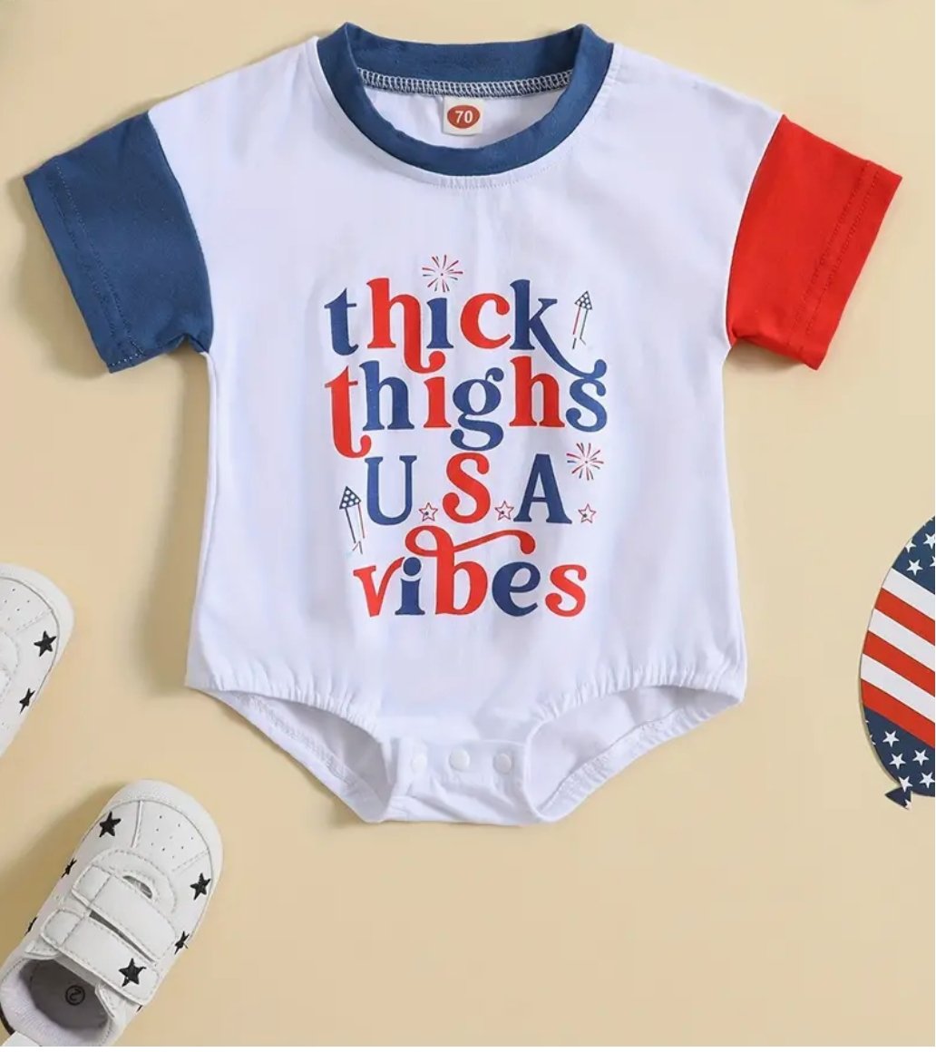 thick thighs // USA vibes onesie - Little Moon Baby Market