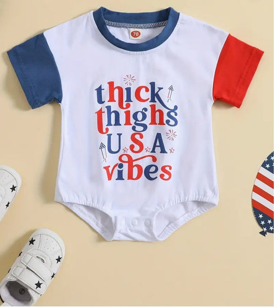 thick thighs // USA vibes onesie - Little Moon Baby Market