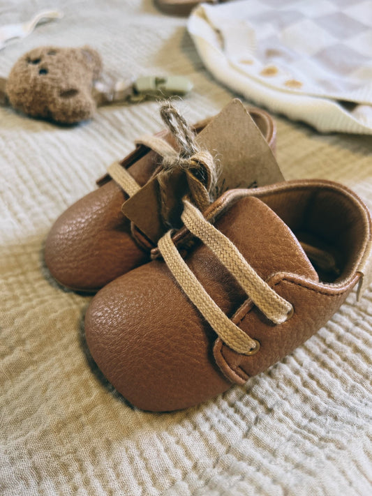 vegan leather baby booties - Little Moon Baby Market