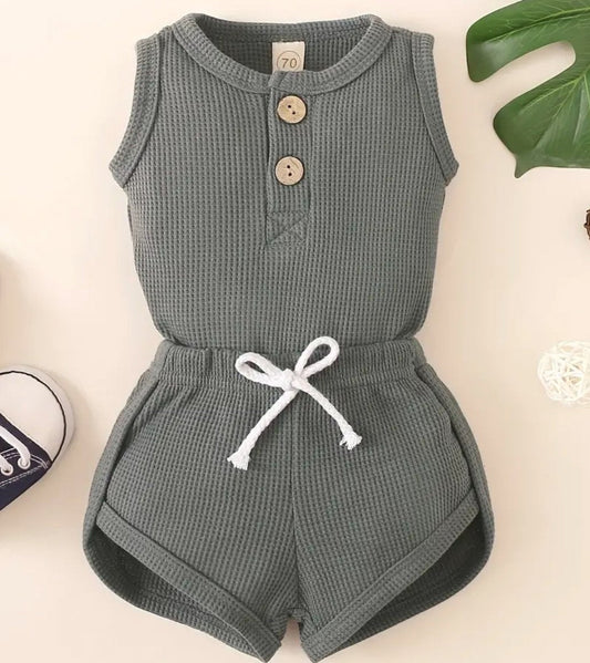 waffle knit set // charcoal - Little Moon Baby Market